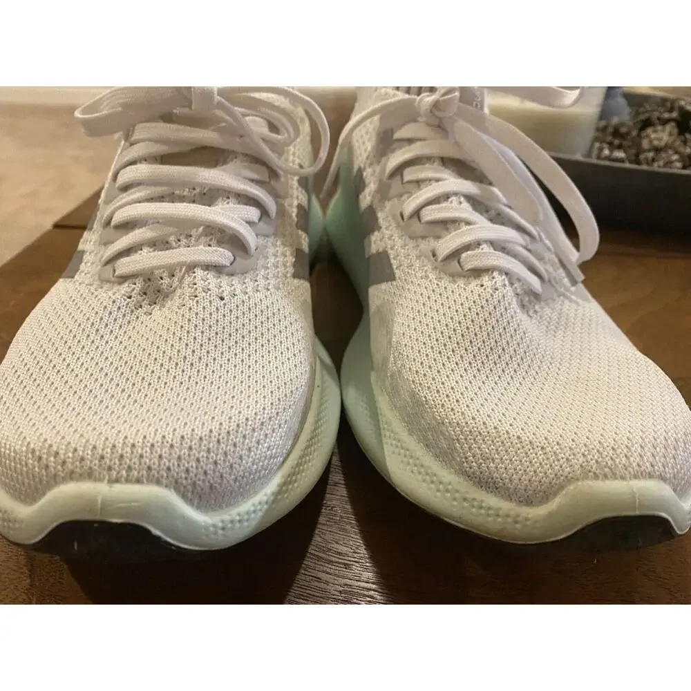 9 Adidas Purebounce + White Silver Metallic Ice Mint EUC Women's